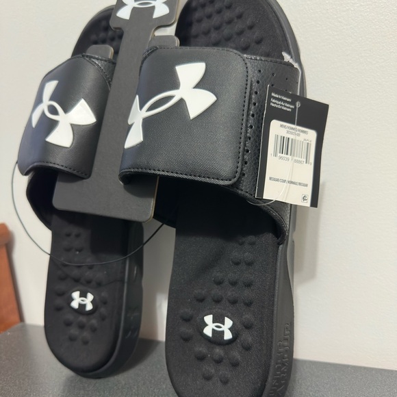 Under Armour Black and White Slide Sandals - Picture 3 of 7
